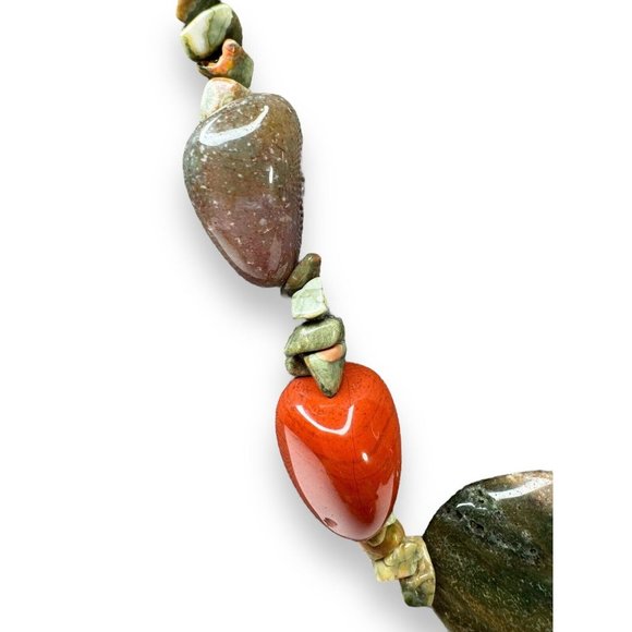 Genuine Stone Red Jasper Agate 20.5” Toggle Clasp - Picture 3 of 11